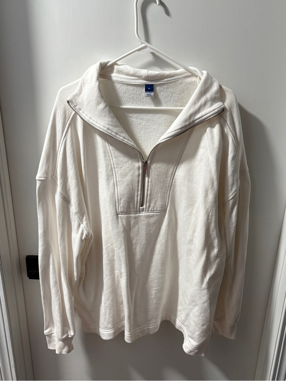 Old Navy Women's Cream Quarter-Zip Sweatshirt